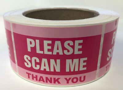 Two Toned Pink ''Please Scan Me Thank You'' Stickers-3'' by 2'' -500 ct.