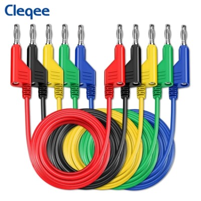 Cleqee P1036 5PCS 4mm Copper Banana Plug to Banana Plug Test Leads 1000V 15A