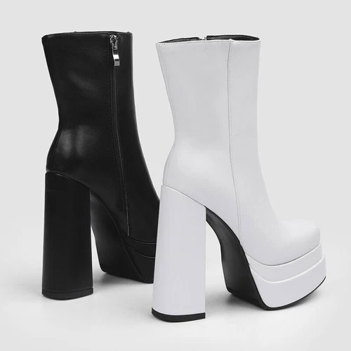 2022 Women's Ankle Boots High Heels Platform Boots Chelsea Boots New - Picture 11 of 14