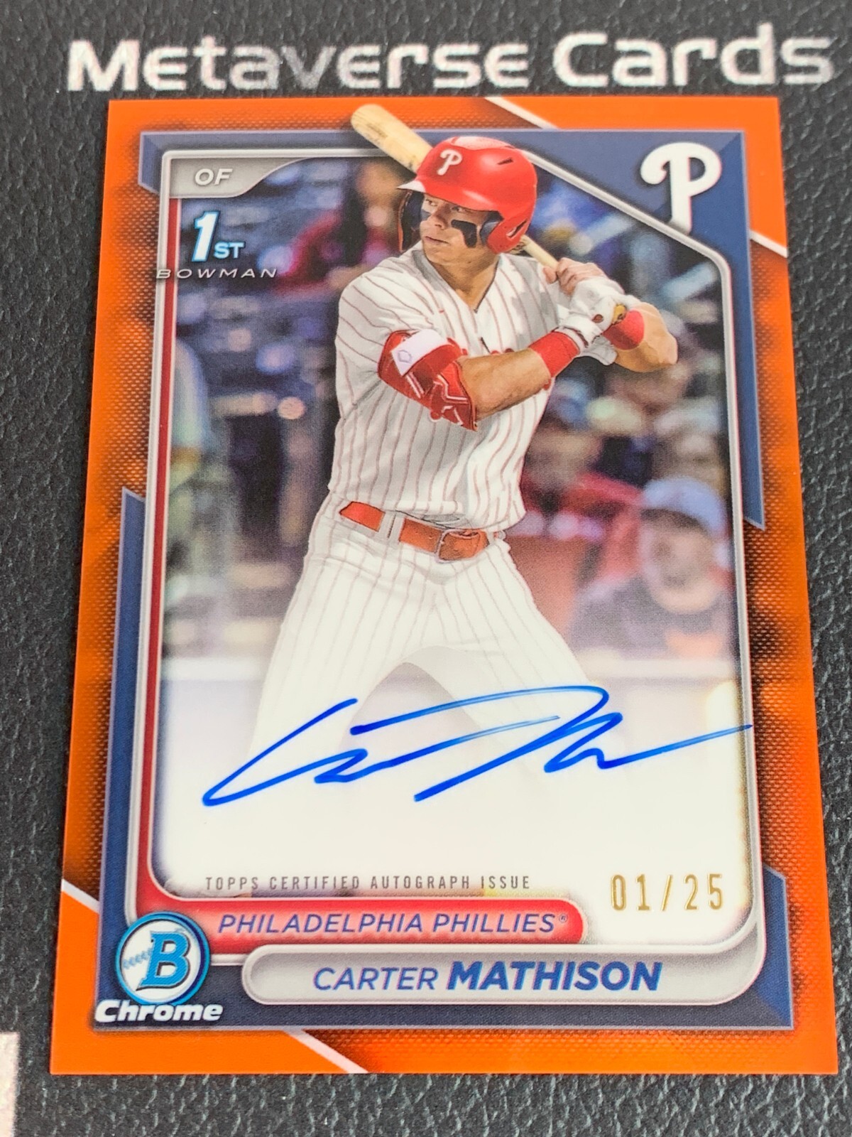 2024 Bowman Draft Chrome Carter Mathison 1st Prospects Auto Orange 01/25