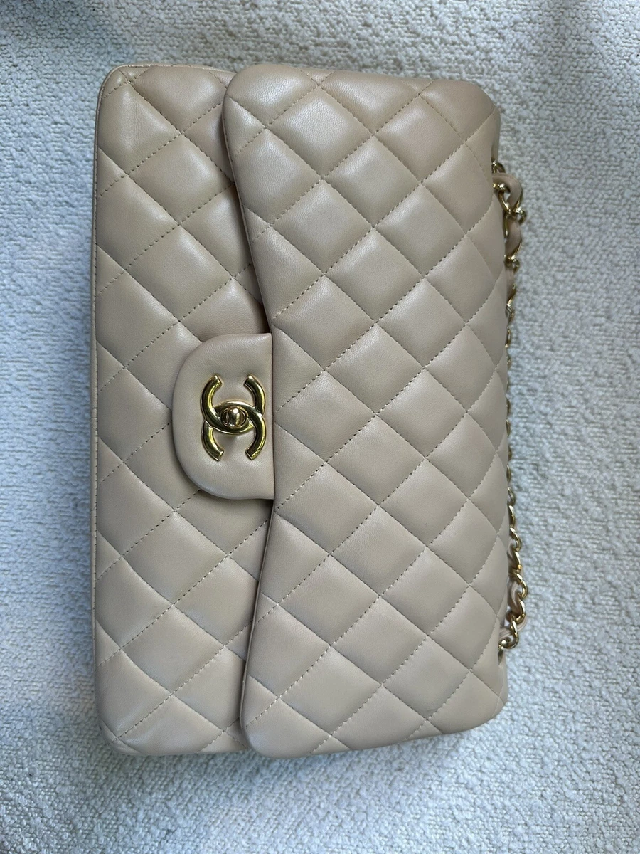 255 CHANEL Beige Caviar Leather 255 Jumbo Classic lined Flap Bag Silver hardware ref466908 Joli Closet #48 255 CHANEL Beige Caviar Leather 255 Jumbo Classic lined Flap Bag Silver hardware ref466908 Joli Closet