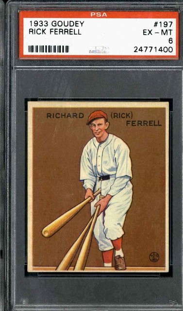 1933 Goudey #197 Rick Ferrell - PSA 6