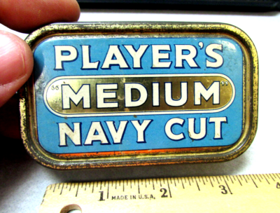 Vintage players medium navy cut empty tobacco tin, please return to  tobacconist