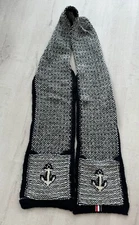 thom browne Merino Mohair Cotton Tweed Pocket Scarf Anchor Motif Navy Cream