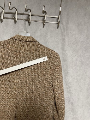 Harris Tweed Blazer Men 44R Beige Herringbone 3B Coat England Dunn & Co Luxury - Picture 7 of 11