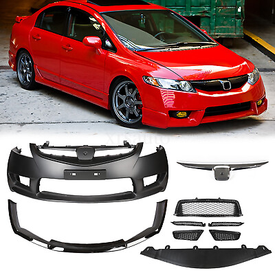 #ad Type R Style Front Bumper W Grille W Spoiler For 06 11 Honda Civic 4DR HO1000239 $495.00