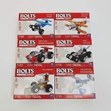 Meccano Bolts Erector Set Mini Small Plane Race Car Bulldozer Helicopter Lot 6