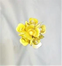STUNNING LEMON YELLOW PORCELAIN OVER BRASS HATPIN EXQUISITE HPN-004