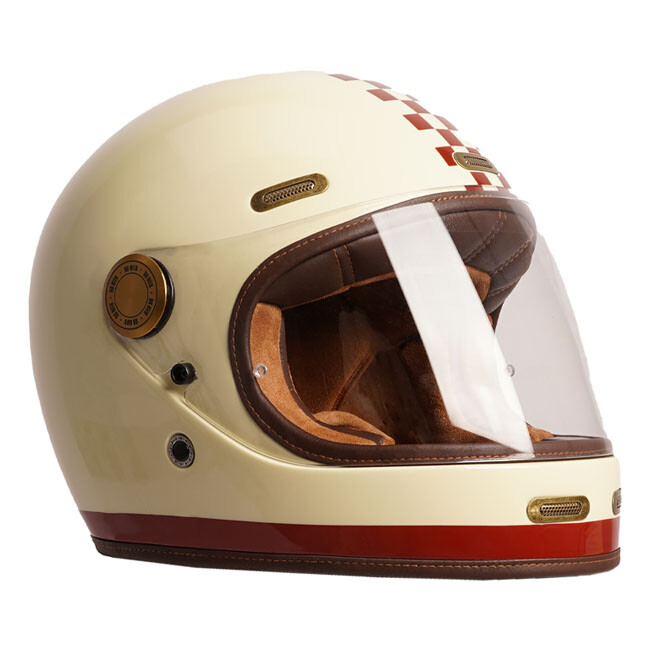 Casco integrale vintage By City Roadster III Cream Red Omologato