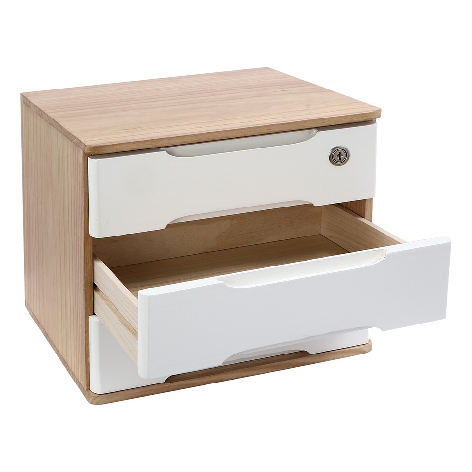 Wooden Desktop Storage Box, Desk Organizer, Desktop Box with Lockable ...
