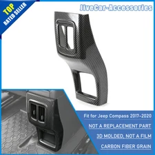 Armrest Storage Box Rear Air Vent Cover Trim For Jeep Compass 17-20 Carbon Fiber