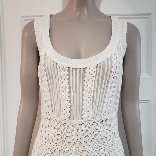 Cynthia Steffe Crochet Midi Dress Ivory Sleeveless Boho Womens S 4-6 Knit - Bild 8 von 11