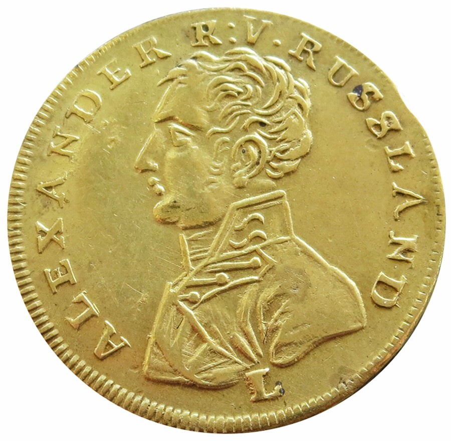 1814 SILVER GOLD GILT ALEXANDER K.V. RUSSLAND JETON LUDWIG