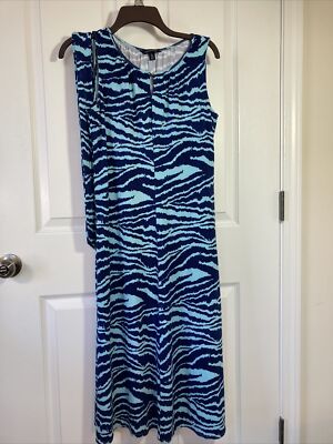 Lands' End Dress Blue Aqua Stripe Midi Keyhole Belted Jersey Knit SZ: S 910C | eBay Lands' End Dress Blue Aqua Stripe Midi Keyhole Belted Jersey Knit SZ: S 910C | eBay