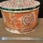 Rare Signed  Early19th C. Handmade Antique Amer. Wallpaper Bonnet/Hatbox Large — photo 7