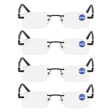 4 PK Mens Rimless Anti Blue Light Blocking Reading Glasses Spring Hinge Readers