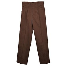 Toddler Brown Pants U688-BRN Pleated Pull On Universal Uniform Sizes 2T to 4T