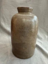 Antique Salt Glazed Stoneware Oyster Crock, Reddish Gray Color