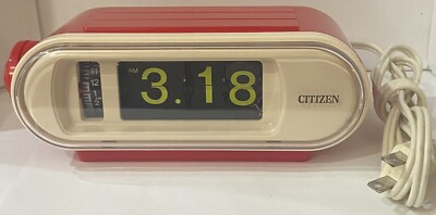 CITIZEN 5RD030 ELECTRIC FLIP/ALARM CLOCK LIPSTICK RED WORKING JAPAN