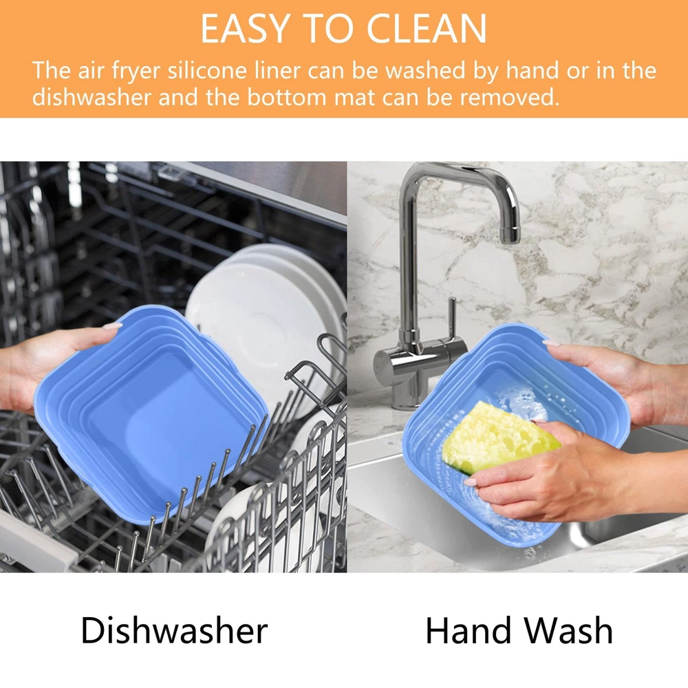 Air Fryer Liners Silicone Basket Reusable Air Fryer Pots for 5-9QT Air Fryer ...