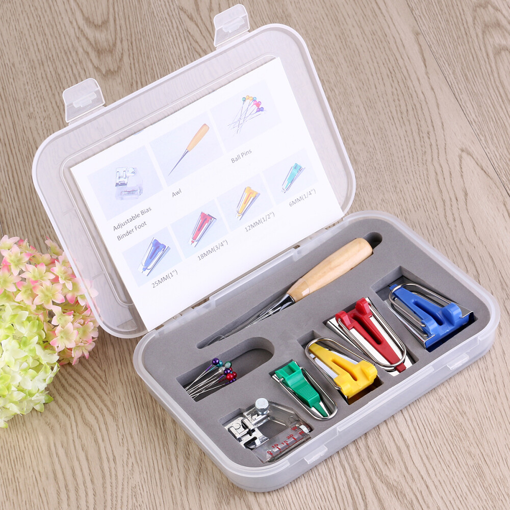 Pin Packet Awl Pin NUOLUX Box of Binding Foot Bias Tape Maker Awl Pin Set Quilting Sewing ...