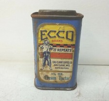 Lata de tartar crema marca ECCO lata 1,5 onzas Eau Claire Coffee Co Wisconsin RARA