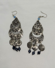 Hand Engraved African Moroccan Ethnic Berber Tuareg Amulet Earrings Tribal Jewel