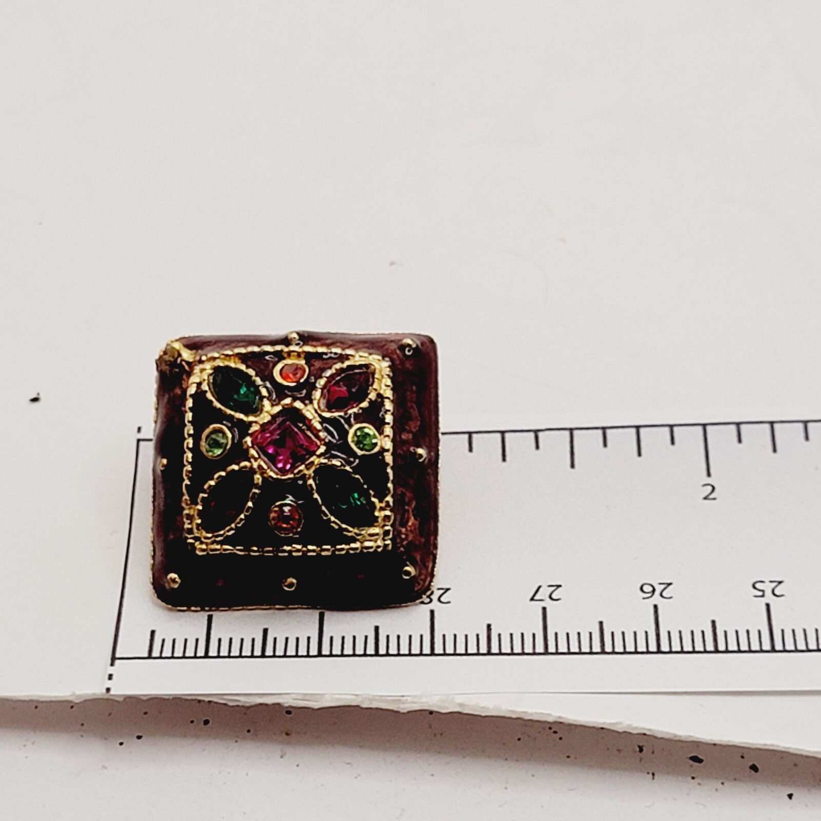 Rectangular Post Earrings with Multicolored Rhine… - image 5