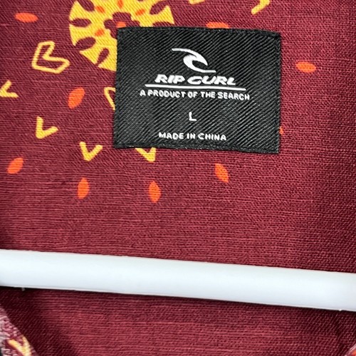 Rip Curl Casual Short Sleeve Linen Blend Button Up Party Shirt Mens Large L - Picture 4 of 11
