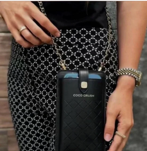 Chanel Coco Crush Black Crossbody Handy und Kartenetui Tasche L Schwarz