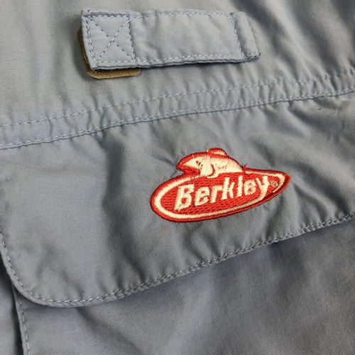Berkley Fishing Shirt Mens 2XL Blue Vented Short Sleeve Button Up Nylon Pockets - Picture 9 of 12