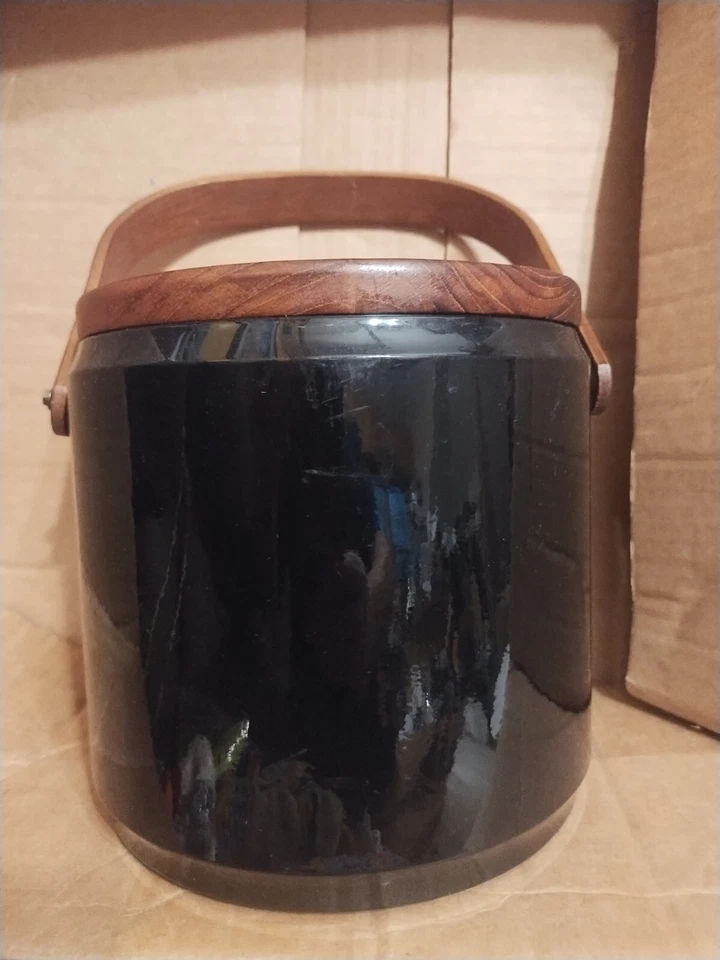 Cubo de hielo negro de teca mediados de siglo moderno Georges Briard vintage MCM DE COLECCIÓN Foto 2 de 4