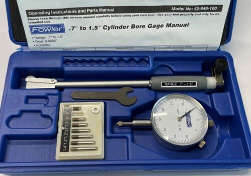 Fowler 52-646-100-0 Dial Bore Gage Set, .7-1.5" Range, .0005", MISSING 1 Anvil