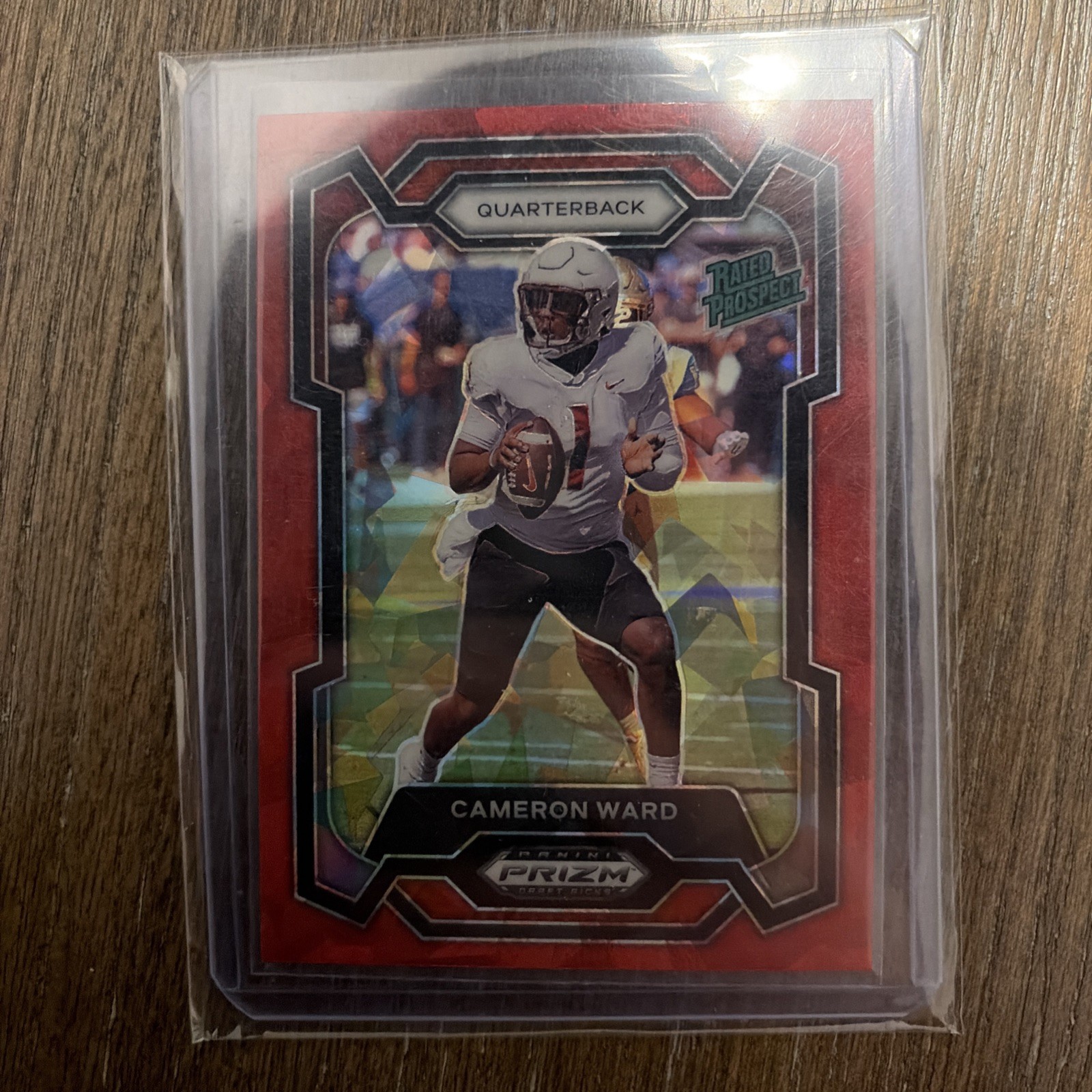 Cam Ward 2024 Panini Prizm Draft Picks Red Ice Prizm Rated Prospect Card #199 