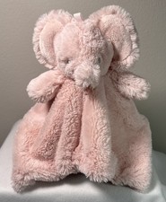 Oobles Pink Elephant Security Blanket Rattle Lovey Plush Soft Embroidered Eyes