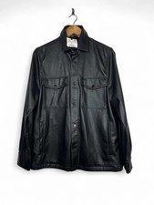 Zara BNWT soft faux leather black oversized shirt jacket size small