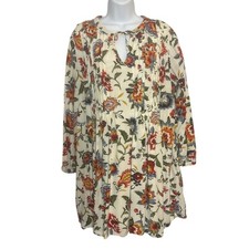 Old Navy Womens XL Tunic Dress Floral Paisley Pintuck Tie Front Prairie Holiday