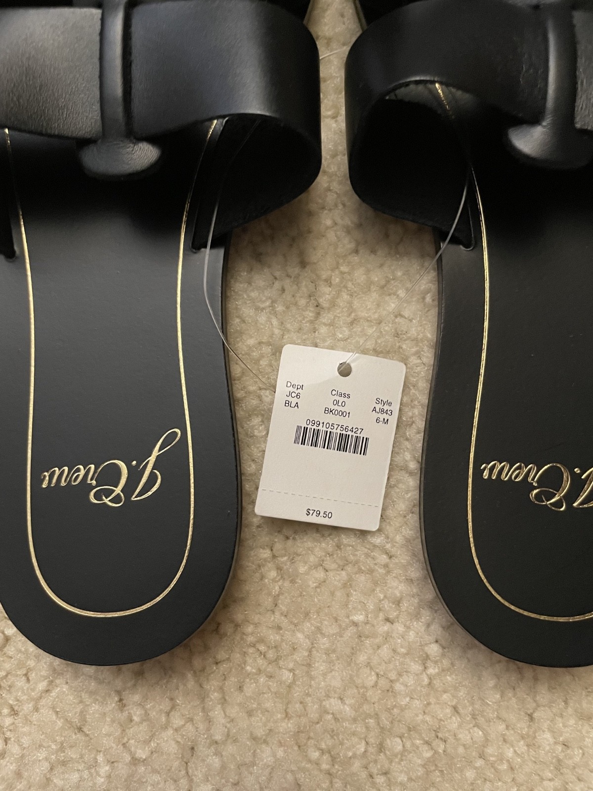 PANTOFOLA D’ORO J. Sandali Crew Cyprus cinturini ad incastro misura 6 nero oro pelle slip on 36