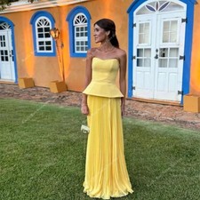 Evening Dresses Tiered Strapless Cocotail Prom Gowns Party Floor Length Draped