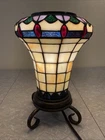 Vintage Tiffany Style Stained Glass Votive Tube Torch Table Light Lamp 11.5x7.5