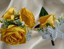 Hand Made wrist Corsage and boutonniere Set