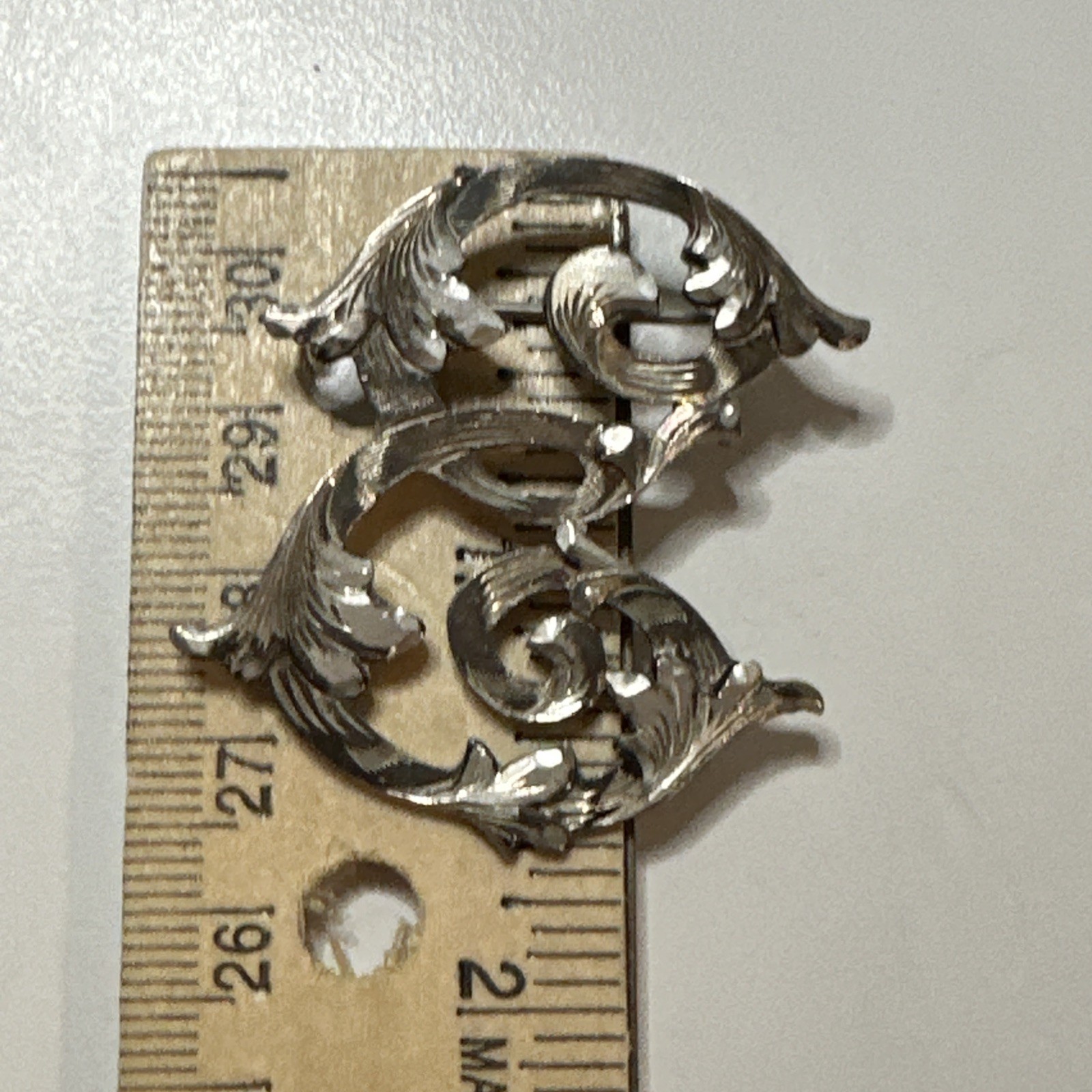 Sterling Silver Mexican Initial E Brooch Pin By P… - image 6