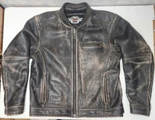 Harley Davidson Leather Twin V Motorcycle Jacket XL Distressed Vintage