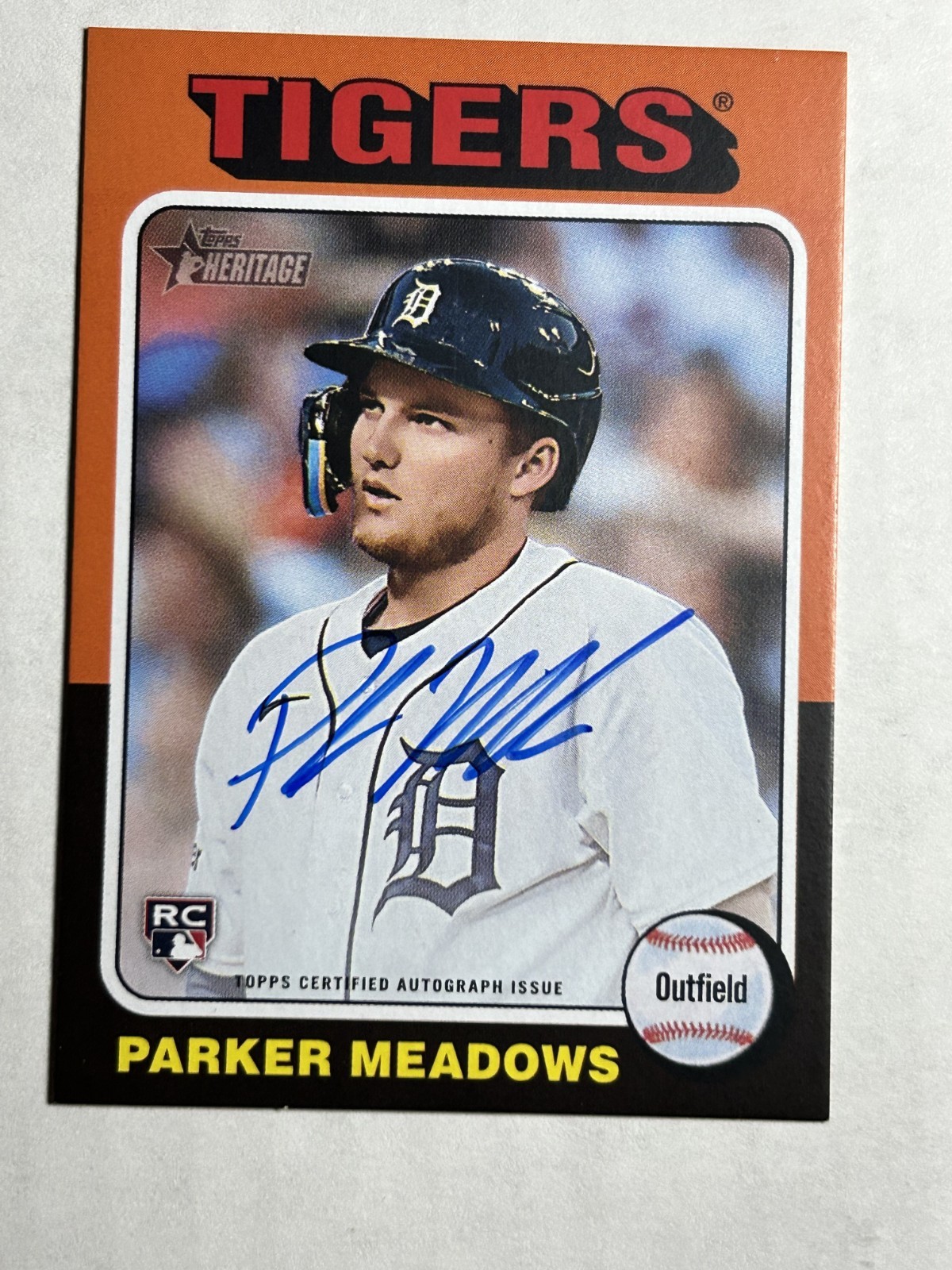 2024 Topps Heritage High PARKER MEADOWS Real One Autograph Rookie Card TIGERS