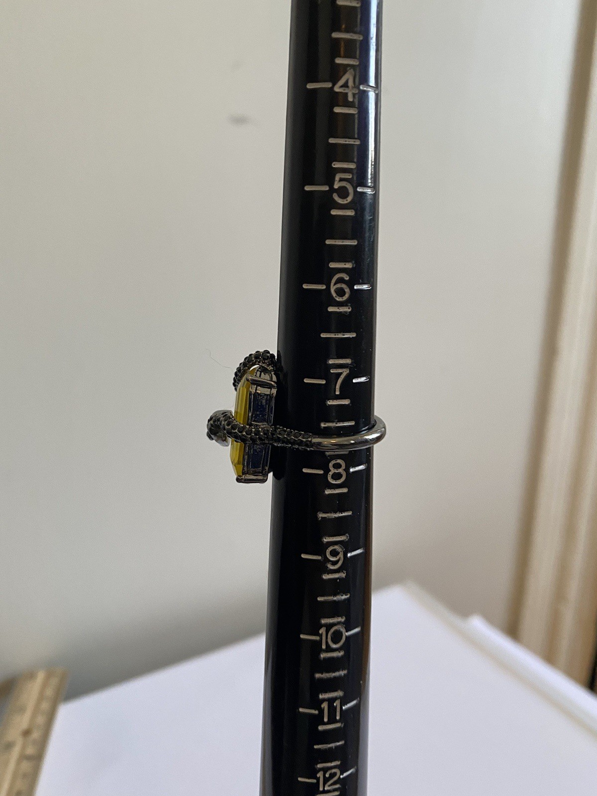 Statement Ring Emerald  Cut Yellow Stone Silver S… - image 4