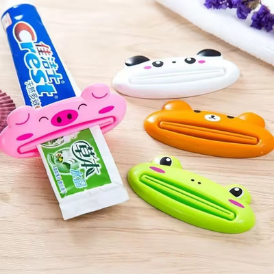 Cute Animal Toothpaste Tube Squeezer Cartoon Rolling Dispenser Bathroom Fun