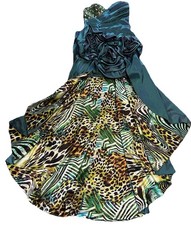 Jovani Strapless Iridescent High Low Evening Gown Beaded Crystal Animal Print 6