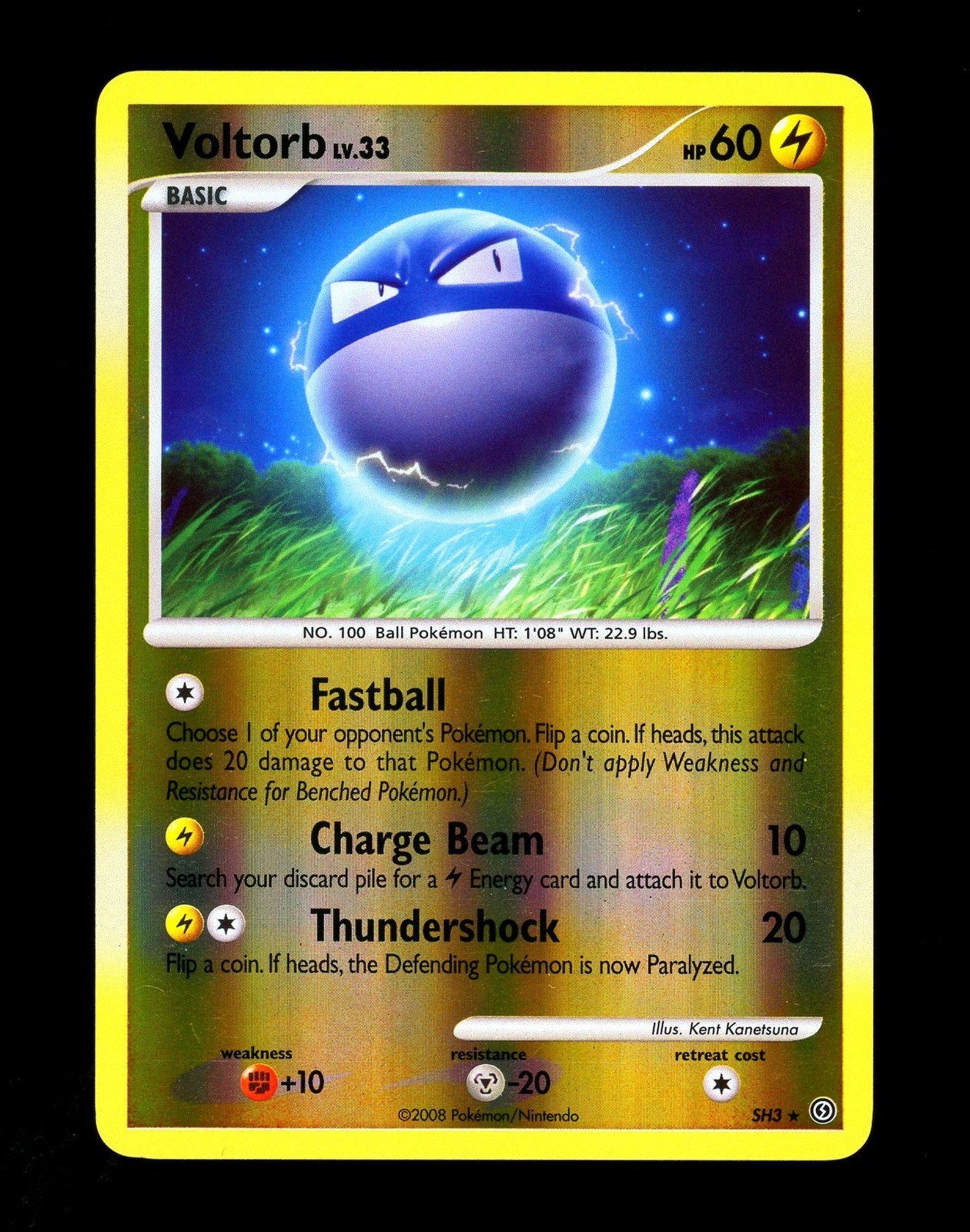 2008 Pokemon SHINY VOLTORB Stormfront REVERSE HOLO Shining SECRET RARE Card #SH3