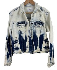Vervet Flying Monkey Womens Size M Cropped Denim Jean Jacket Dyed Bleach Wash