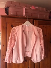 Crisp London peach lace sleeve ladies bolero jacket 